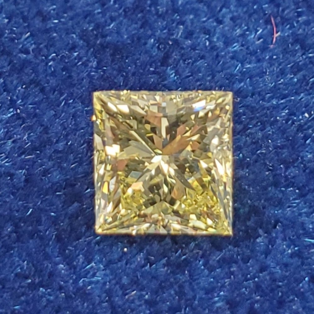 Fancy Yellow Color Princess Cut Natural Diamond - Picture 3 of 3